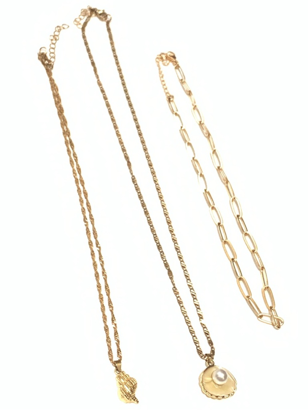 Gold Layered Pendant Necklace Set - Elegant Gold Tone Layering